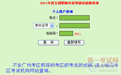 㶫2011ְӢ￼Գɼѯ